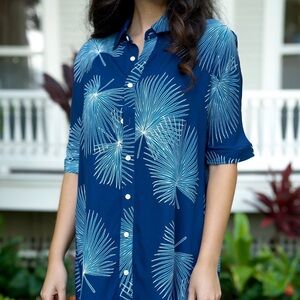 Kahulale’a Auli’i Shirt Dress Loulu Palm, Large